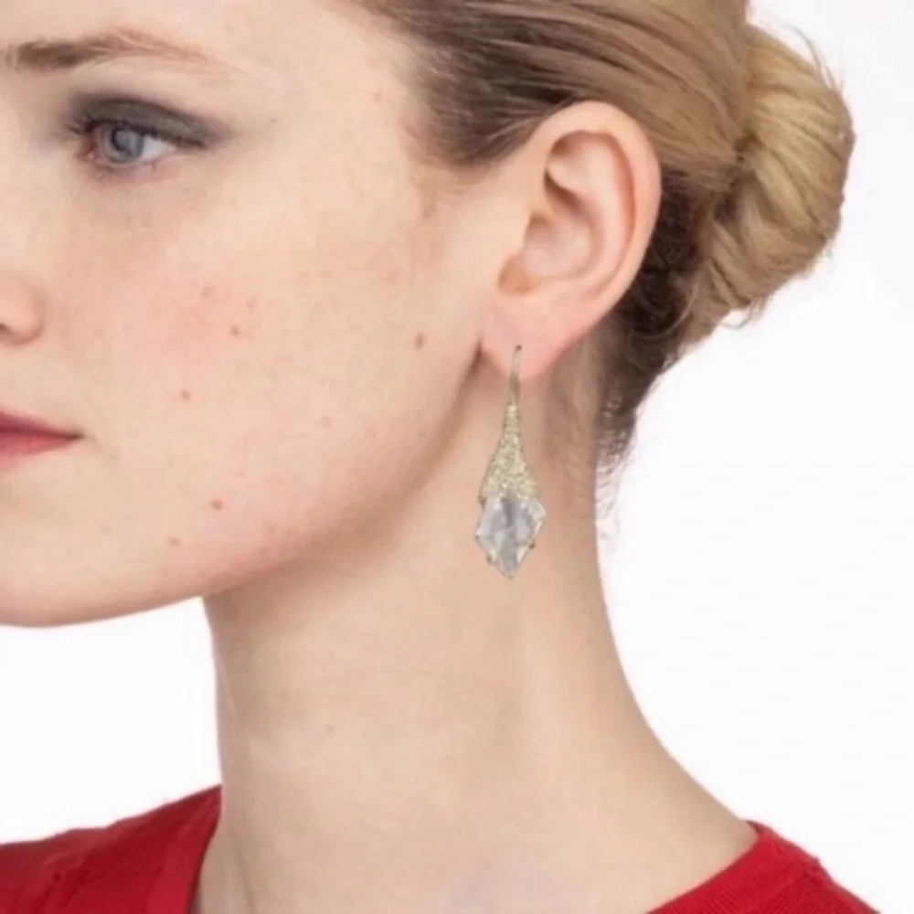ALEXIS BITTAR NEW Infinite Shimmer Shield CZ Crystal Great Reviews Drop Earrings